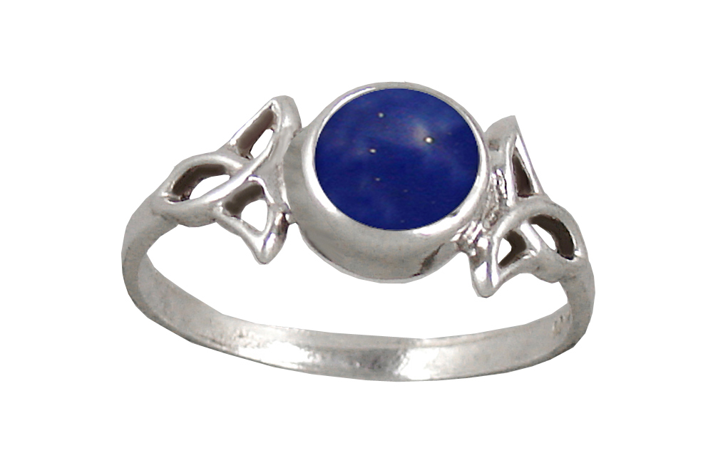 Sterling Silver Celtic Knotwork Ring With Lapis Lazuli Size 9